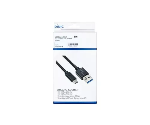 USB 3.1 Cable C male to 3.0 A male, black, 1,00m